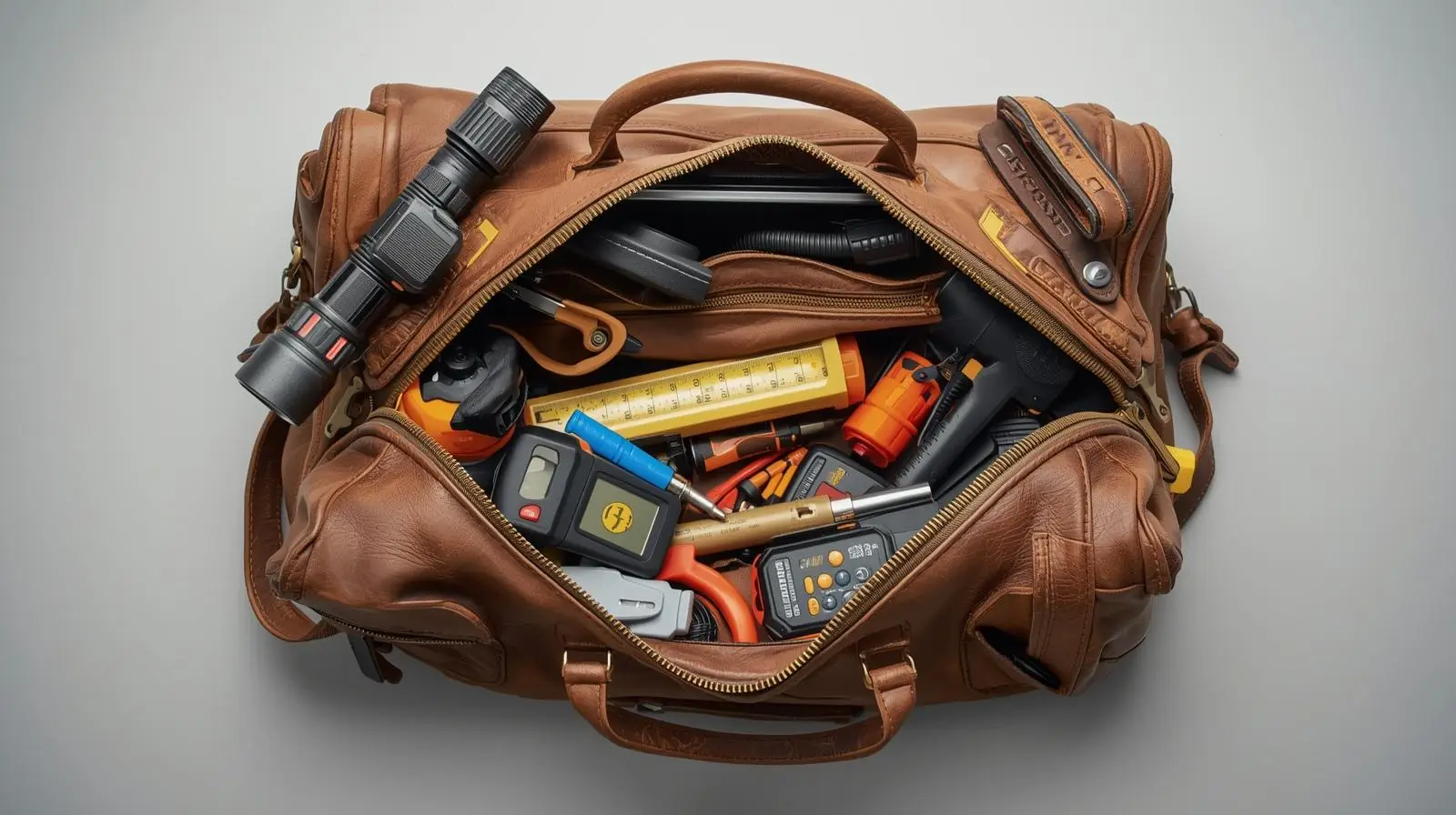 What to Expect Home inspection tools organized in a professional tool bag
